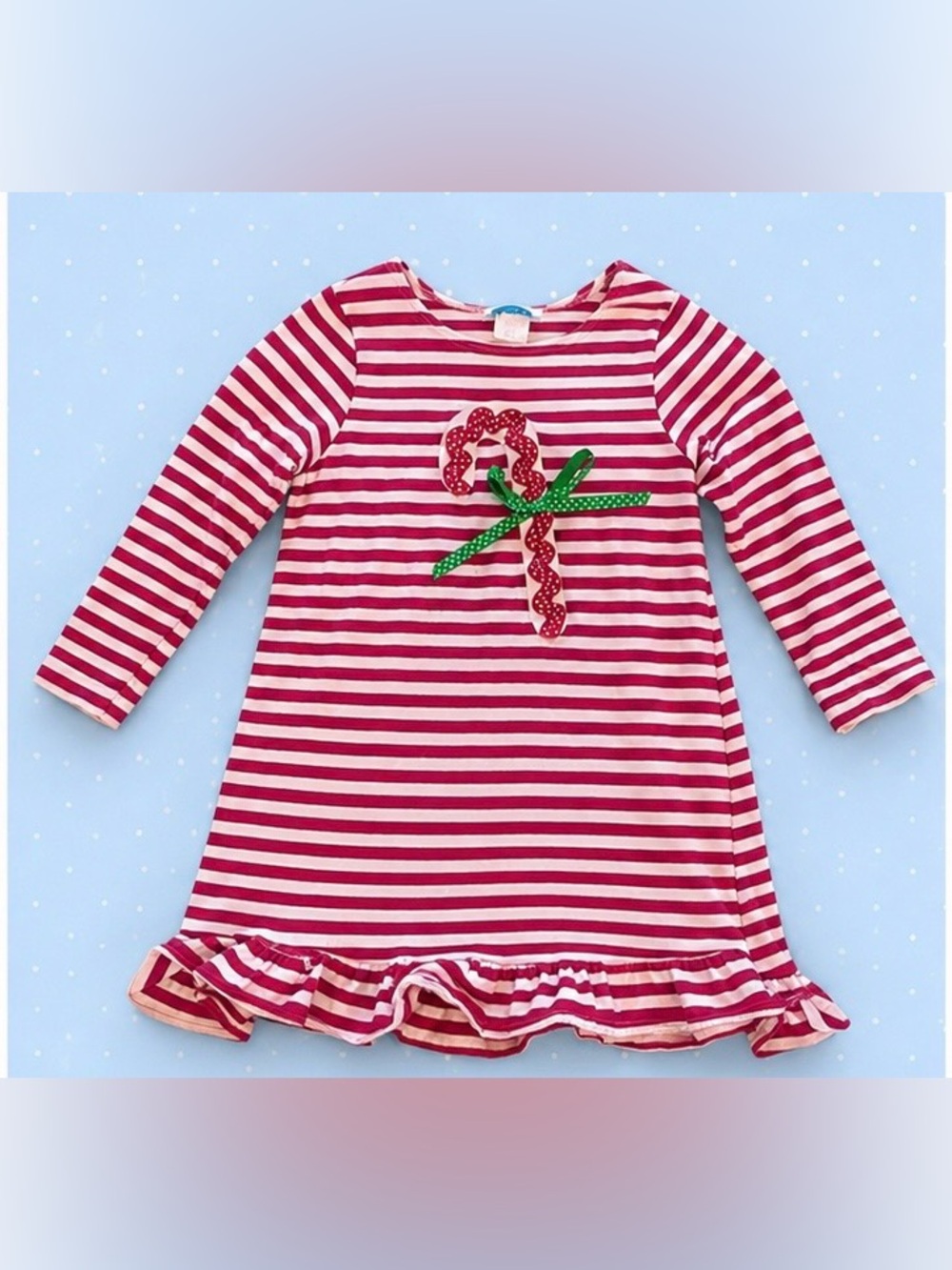 Holidays Girls Stripe Long-Sleeve Candy Cane  Dress